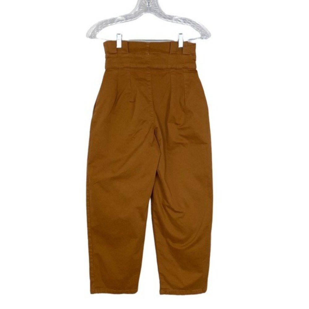 Free People Paper Bag Pants Cropped High Waisted in Burnt Orange - Picture 3 of 5